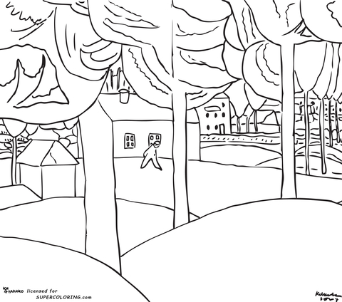 Winter By Kazimir Malevich  Coloring Page